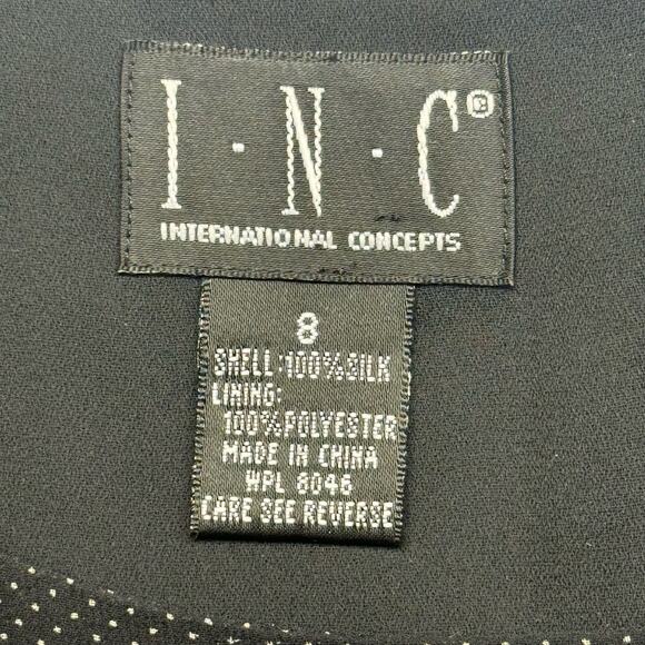 INC Concepts Sheer Sleeve Scoop Neck Lined Silk Sheath Maxi Dress Black Women 8 - Picture 10 of 10